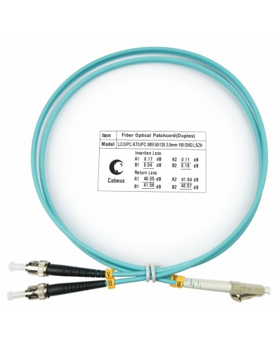 FOP-50-LC-ST-3m (7576c). Патч-корд оптический. CABEUS в Нефтекамске