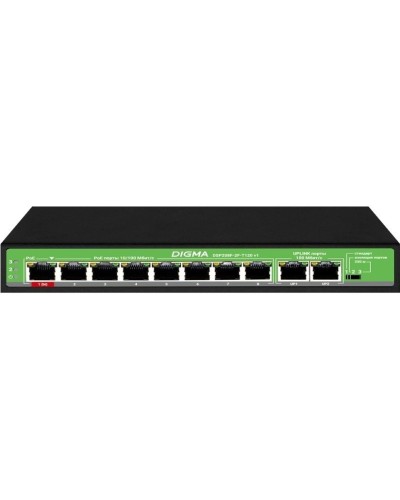 DSP208F-2F-T120 DSP208F-2F-T120 V1 (L2) 10х100Мбит/с 8PoE 8PoE+ 120W. Коммутатор с питанием по PoE. Digma в Нефтекамске