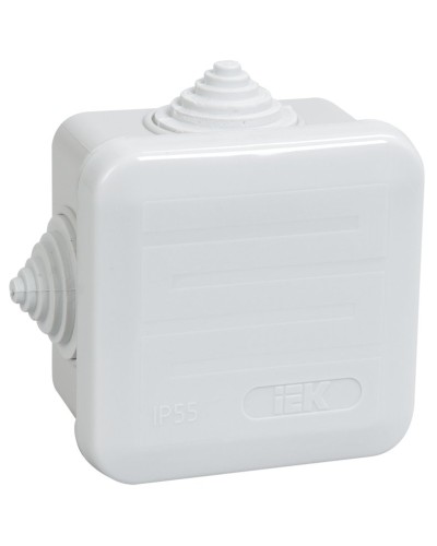 Коробка распаячная КМ41236 70х70х40 открытой проводки IP44 4 гермоввода серая (UKOZ11-070-070-040-K41-44). Коробка распаячная безгалогенная (HF) с защелкивающейся крышкой. IEK в Нефтекамске