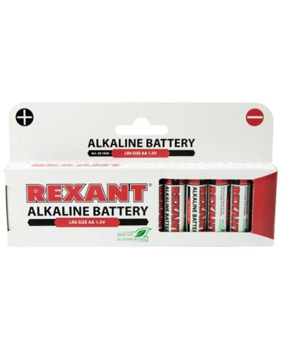Алкалиновая батарейка AA/LR6 1,5 V 12 шт. REXANT (30-1026). Элемент питания. Rexant в Нефтекамске