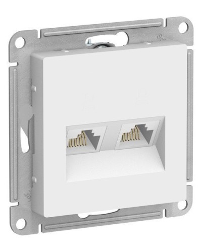 AtlasDesign розетка RJ45+RJ45, 2-местная, скрытой установки, механизм, белый (ATN000185). Розетка компьютерная. Systeme Electric в Нефтекамске