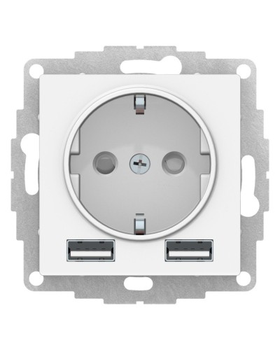 AtlasDesign розетка 1-местная с 2 USB A+A, скрытой установки, механизм, белый (ATN000130). Розетка с USB. Systeme Electric в Нефтекамске