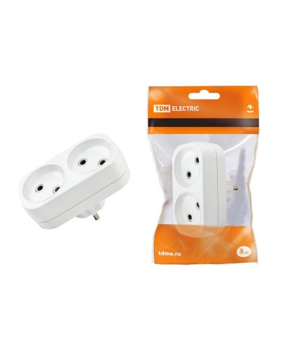 Блок на 2 гнезда 2П б/з плоский 6А 250B TDM (SQ1806-0025). Розетка. TDM ЕLECTRIC в Нефтекамске
