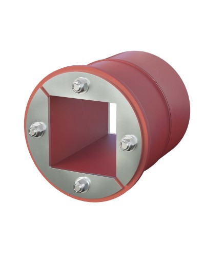 Проходка круглая, нержавеющая, D125х70 мм с проемом 80х80 мм (DXF3124): Проходка круглая, нержавеющая, с проёмом в Нефтекамске